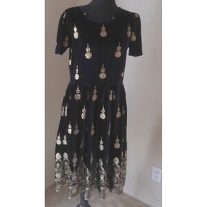 Lularoe Blue & Gold Amelia Dress w/Pockets Size X-Large BN4